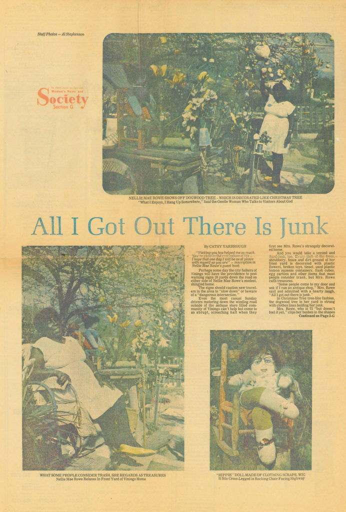 Atlanta Journal-Constitution article, May 13, 1973, All I Got Out There is Junk
