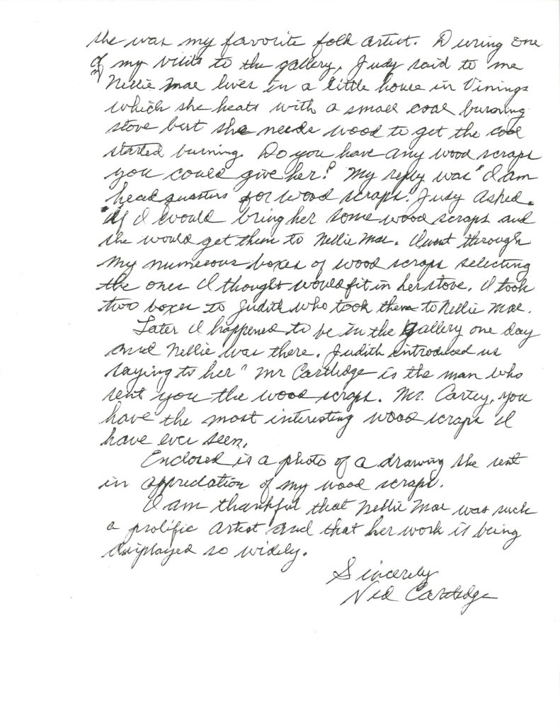 Second page of handwritten letter from Ned Cartledge.